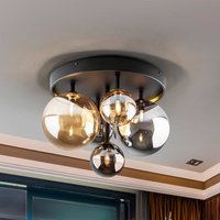 Schuller Valencia Taklampa DARK, 5 lampor, glas, svart, bärnsten, rök