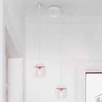 UMAGE Pendellampa Acorn, två ljuskällor, vit och koppar