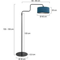 Steinhauer Golvlampa Bloeba, svart/blå, höjd 165 cm, velour