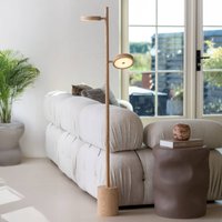 GOOD & MOJO LED-golvlampa Okinawa, 2 lampor, natur, 146 cm, trä