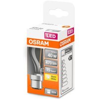 OSRAM LED-dropplampa B22d 4W 2,700K klar