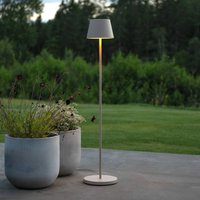 Konstsmide Lampadaire LED rechargeable Pomezia, couleur sable, 124 cm, IP54, USB