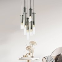 Brilliant Glasini hanging light, Ø 32 cm, smoke grey, 7-bulb, glass