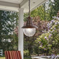 Searchlight Outdoor pendant light, rust brown, Ø 22 cm, metal/glass