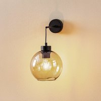 TK Lighting Vägglampa Cubus, svart/rökgrå, glas, 30 cm hög, E27