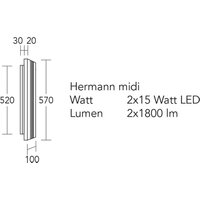HerzBlut LED-vägglampa Hermann midi, naturlig ek, dimbar