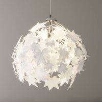 Lindby Pendelleuchte Maple, Ø 38 cm, chrom, weiß, Textil