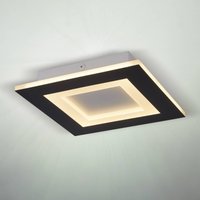 LED-loftlampe Squary, længde 39 cm, sort/hvidt jern, CCT