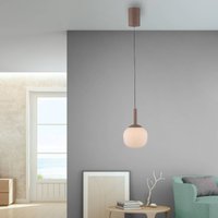 JUST LIGHT. GmbH Nami LED pendant light, single-bulb, white/sand, glass, iron