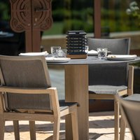 Solarna lampa stołowa LED Tekura z drewna teak