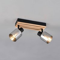 Reality Leuchten Travia spotlight, length 39 cm, 2-bulb, black/smoke grey