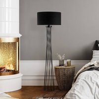 Opviq Lampe sur pied Tall 13470, noir, toile, hauteur 175 cm