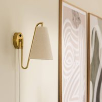 Applique murale Globen Lighting Lou Bouclé, blanc/laiton, tissu