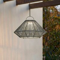 Lindby LED solar hanging lamp Austas, grey, Ø 50 cm, USB, IP54