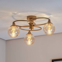 Avonni Plafonnier Binah ambre/or antique à 3 lampes Ø 60 cm verre/métal