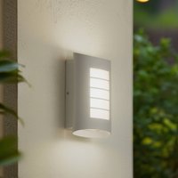 Lindby LED utomhusvägglampa Ismael, vit, aluminium, höjd 26,8 cm