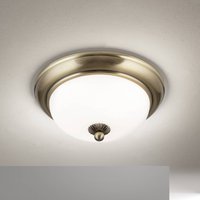 ORION Empire taklampa, Ø 26,5 cm, antik mässing, matt opalglas