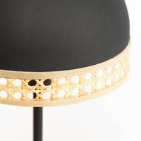 Lampa stołowa Lindby Lonnaris z rattanu, czarna