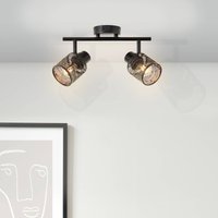 Brilliant Bano downlight, length 34.5 cm, black matt, 2-bulb.