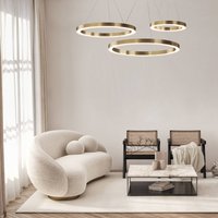 Maytoni Saturno suspension LED, forme d'anneau, laiton