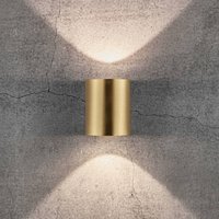 Nordlux LED-utomhusvägglampa Canto 2, 10 cm, mässing