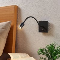 Lindby LED wall lamp Mayar, 2pcs, black, reading lamp, 11 cm