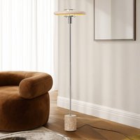 Lindby Branford floor lamp, retro, beige, metal/travertine