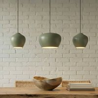 Lucande Malisa pendant light, green, 3-bulb, metal, length 90cm