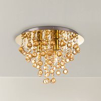 Globo Taklampa London, Ø 38 cm, 3 lampor, guldfärgad, akrylglas