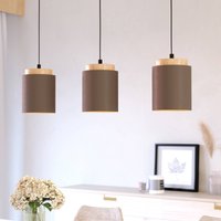EGLO Albariza textile hanging light, cappuccino-coloured, fabric, 3-bulb.