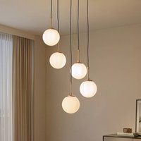 Opviq Suspension Orbital, blanc/doré, à 5 lampes, verre, métal, E14