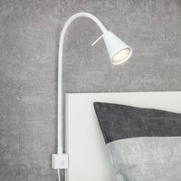 Briloner LED wall lamp Tuso, white, bed mounting, metal