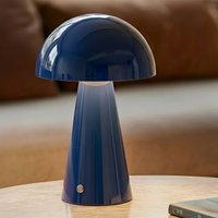 Lindby LED rechargeable table lamp Nevijo, blue, Ø20cm, USB, dimmable