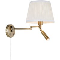 Wandlampe Pivot, naturweiß/messingfarben, 43 cm, 2-flg.