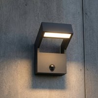 Arcchio Kovato LED outdoor wall lamp, Sensor, Dark Grey, IP65