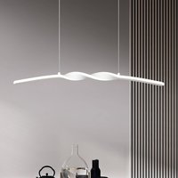 Reality Leuchten LED-pendellampa Ginko, vit matt, metall, längd 79 cm
