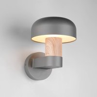 Trio Lighting Utomhusvägglampa Fraser, grå/träimitation, aluminium, IP54, E27