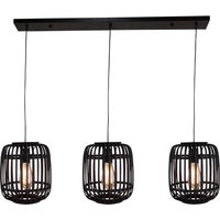 Brilliant Woodrow hanging lamp, 3 bamboo cage lampshades