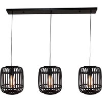 Brilliant Hänglampa Woodrow med 3 burskärmar av bambu