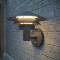 Lucande LED-utomhusvägglampa Montaro, antracit, IP54, sensor