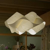LZF LAMPS LZF Swirl hanging light, ivory/nickel-coloured, Ø 54 cm, wood