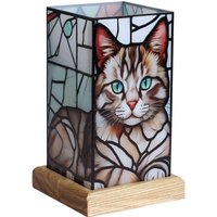 Wagner Life LED-bordslampa Art Light katt, träsockel, akryl, färgglad