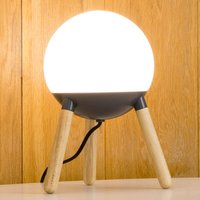 FARO BARCELONA Table lamp Mine, tripod, wood, glass, height 30 cm