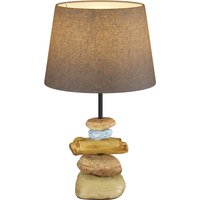 Tischlampe Vera, Stoffschirm und Stein-Dekor, 38cm