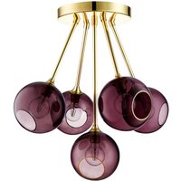 DESIGN BY US Ballroom Molecule taklampa, lila, glas, 5 ljuskällor