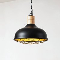 Lindby hänglampa Olbi, svart, gummiträd, längd 41,5 cm