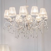Maytoni lustre Grace, blanc, 10 lampes, organza