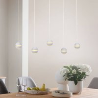 SCHÖNER WOHNEN LED hanging light Lini white, 5-bulb, 3,000 K