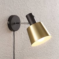 Lindby Vlada wall lamp for reading, brass, black
