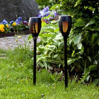 Flame LED solar ground spike light set of 2